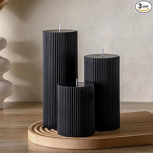 Black pillar candle - black,