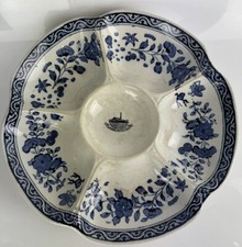 Antique Dunn Royal Victoria Bennett Burslem Blue White Oval Bowl Empress W.Bay.
