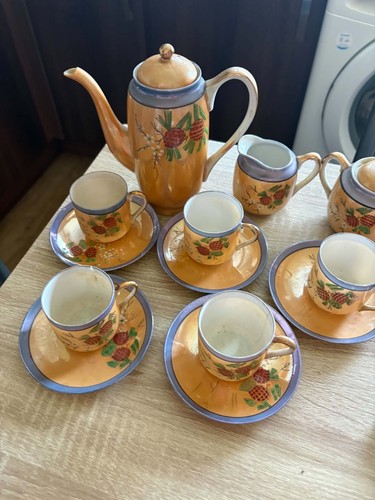 Ceramic glazed floral tea set - glazed,