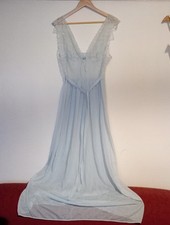 Baby Blue Vintage Lingerie Peignoir Boudoir Nightgown Sheer Chiffon Prop