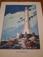 Macmillan Vintage Educational Poster 1930's No 64. The Lighthouse. W Fyffe