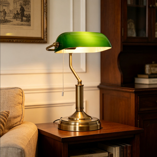 Antique banker table lamp - antique,