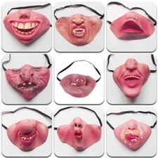 Men Half Face Mask Funny Big Teeth Smile Latex Masks Adults Masquerade Costume
