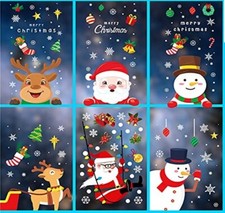 Christmas Removable Window Stickers Xmas Santa Art Decal Wall Home Shop Decor UK