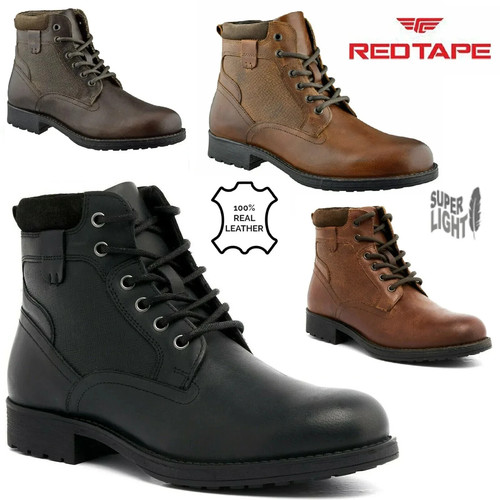 Mens leather red - tape, military