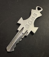 Vintage Solid Sterling Silver Key Ingot Pendant Cross Sword Statement Hallmark