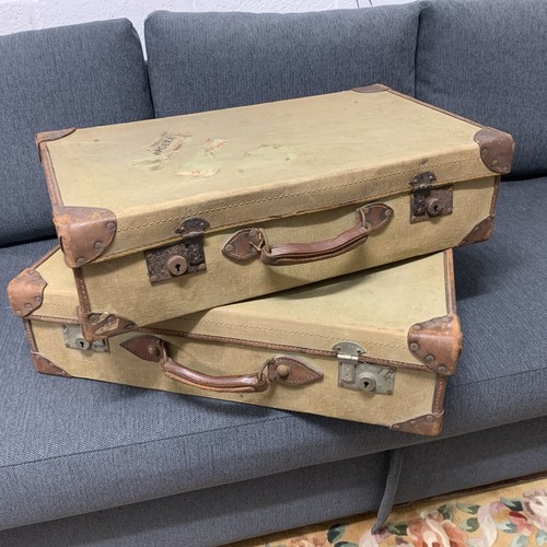 Pair 1920s green canvas - pair,