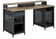 Home Modular 1 Drawer Gaming Desk - Oak Effect & Black | Study Workstation Table