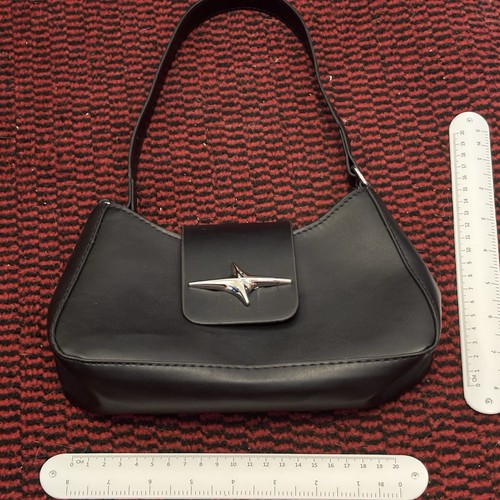 Black leather look top - black,