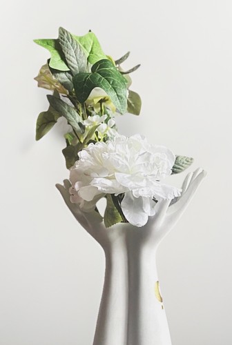 Upcycled hand vase sculpture - upcycled,