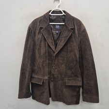 Gap Vintage Thick Brown Suede Leather Sports Blazer Coat Jacket Size Large