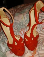 Zara Red High Heel Suede Shoes