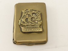 (ref1CK) Antique Brass Mayflower Matchbook Holder