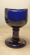 Vintage Wood Bros medical COBALT BLUE GLASS PEDESTAL EYE BATH CUP 6.5cm England