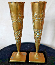 Pair pretty antique brass - of,