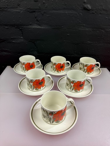Meakin poppy tea cups - &,