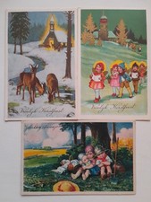 Vintage Dutch Christmas Postcards x 3.