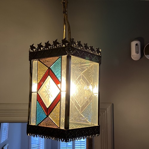 Brass lantern antique leaded - brass,
