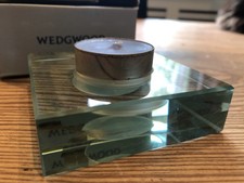 Wedgewood glacier clear glass tea light candle holder 8 cm square