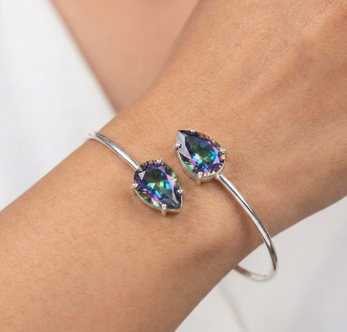 Mystic topaz gemstone cuff - mystic,