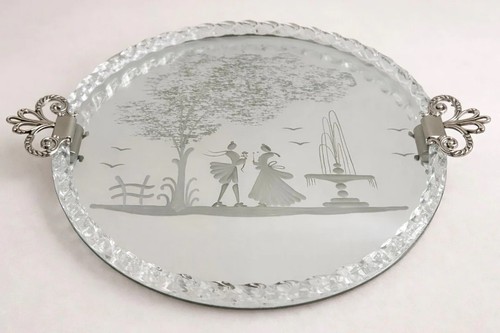 Vintage round italian etched - vintage,