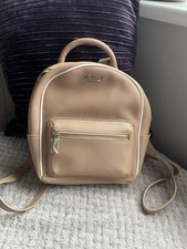 NEW BNWT £169 MODALU MADDIE BACKPACK LEATHER BAG IN SAND BEIGE & WHITE TRIM