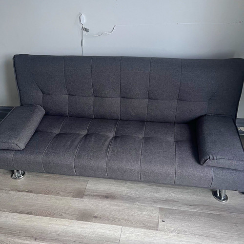 Grey fabric futon sofa bed - fabric,