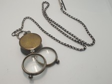 Antique Jewellers Loupe With Double Lenses on a Silver Watch Chain