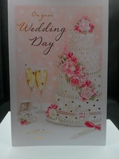 CONGRATULATIONS ON YOUR WEDDING DAY CARD 9"X6" BRIDE AND GROOM