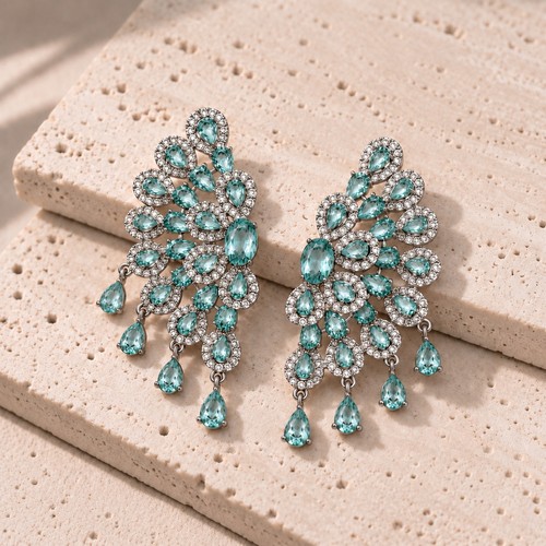 Peacock feather earring green - earring,,