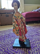 Vintage Japanese Dancing Geisha Doll in Kimono Figure Geisha Shoes 35cm Tall