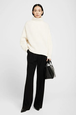 Anine Bing Womens Ivory Cream Alpaca Wool Turtleneck Sweater Jumper Knit Loose