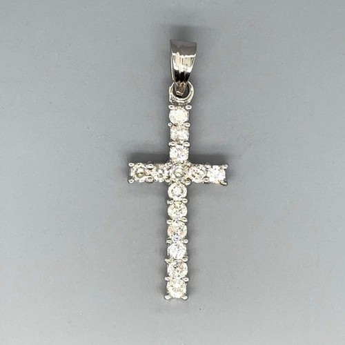 18ct white gold diamond cross - white,