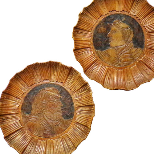 Vintage wooden wall plates - vintage,