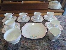 Windsor Bone China Floral Tea Set - 6 Settings - Milk Jug, Sugar Bowl & Plate