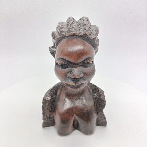 Rustic african carved bust - rustic,
