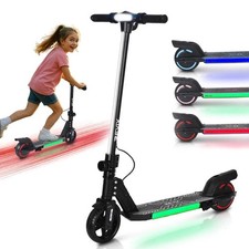 Black Kids Electric Scooter 150W Foldable LED Lights Ages 6–12 UK