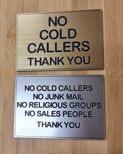No Cold Callers, Sales People, Canvassers, Religious Groups Plaque Door Sign