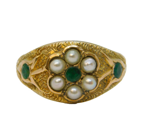 Victorian 9ct gold emerald - gold,,