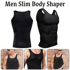Mens Slimming Body Shaper Vest Shirt Chest Compression Muscle Tank Tummy Control