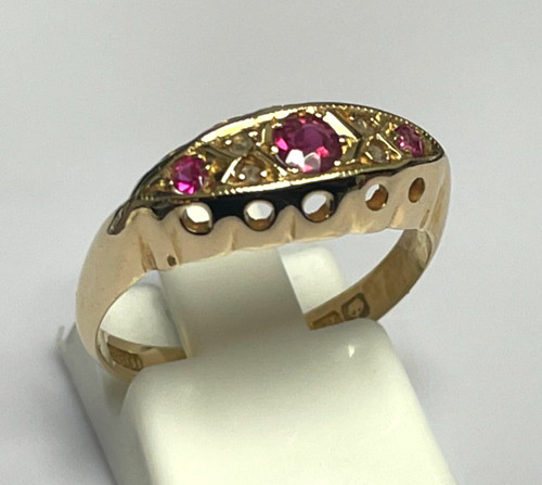 Vintage ruby diamond ring 18ct - ring,
