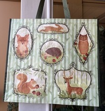 Reusable Shopping Bag Tote Forest Animal Portraits Fox Deer Owl Squirrel NWT