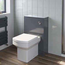 500mm Bathroom Toilet BTW Furniture Unit Square Pan Soft Close Seat Gloss Grey