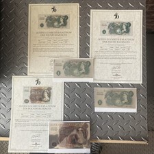 Queen Elizabeth II - Platinum Bank Notes X 3 (2 X £1) (1 X £10) With COA 