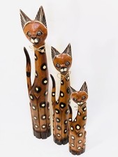 Wooden Cat Statue Ornament Cat