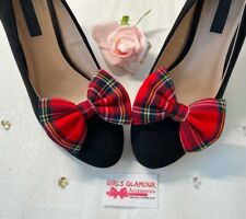 Royal Stewart Bow Shoes Brooch Red Tartan Fabric Burns Night Dress Scottish Band