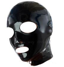 Black Latex Rubber Gummi Hood Face Mask Zipper Back Natural Rubber Size S