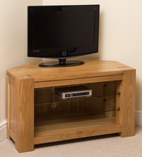 Kuba Solid Oak Corner TV Unit | Oak TV Unit with Storage | Wooden TV Stand