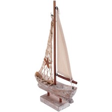  Vintage Decor Small Model Sailing Boat Home Rustic Mini Wood Boats