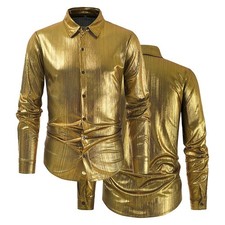 Men's Shiny Gold Glitter Shirt